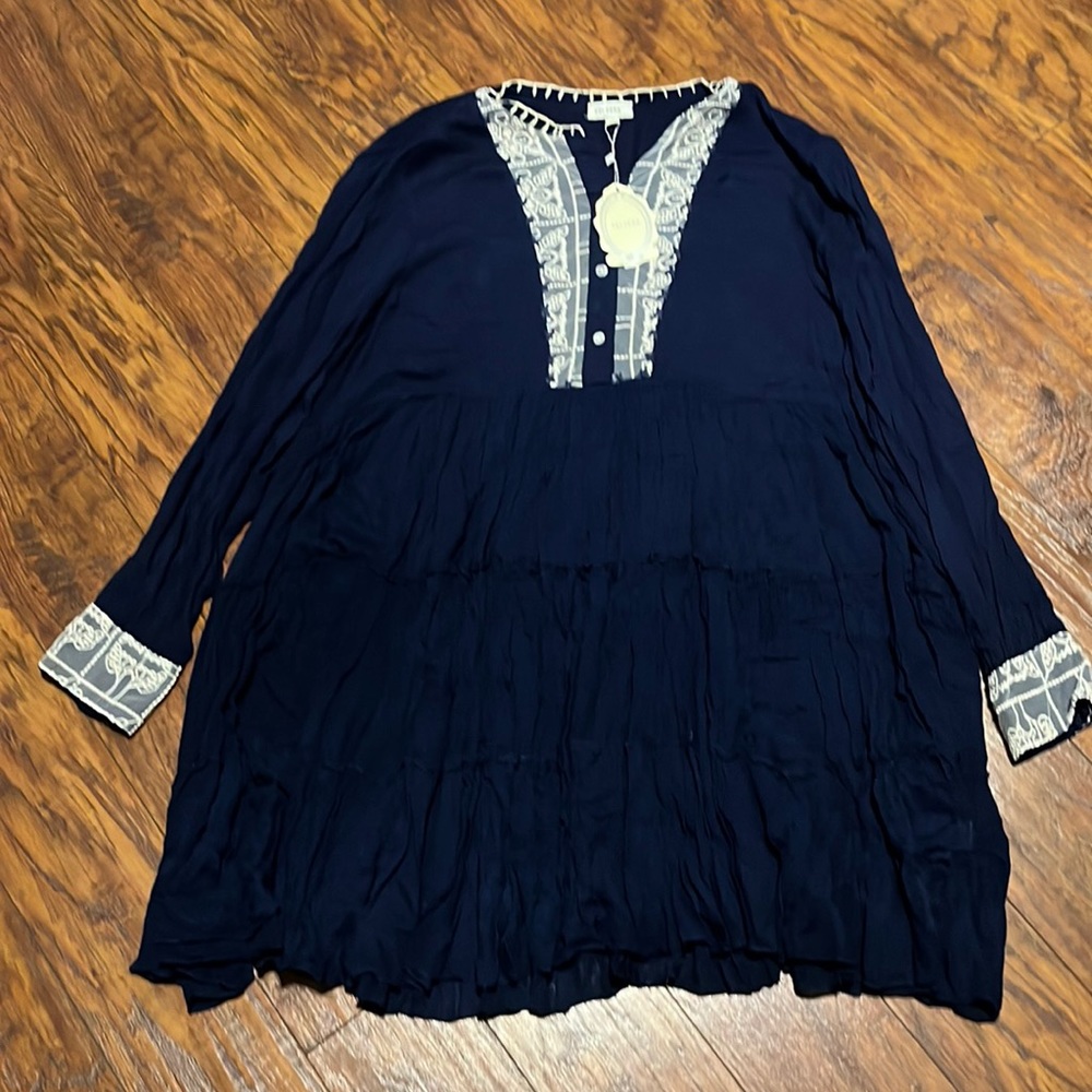 Boutique Navy/Cream Dress- NWT